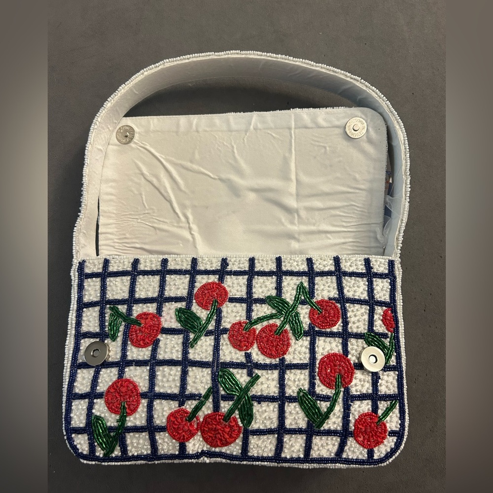 NWT! VIRAL Beaded Cherry Shoulder Bag - Picture 8 of 10